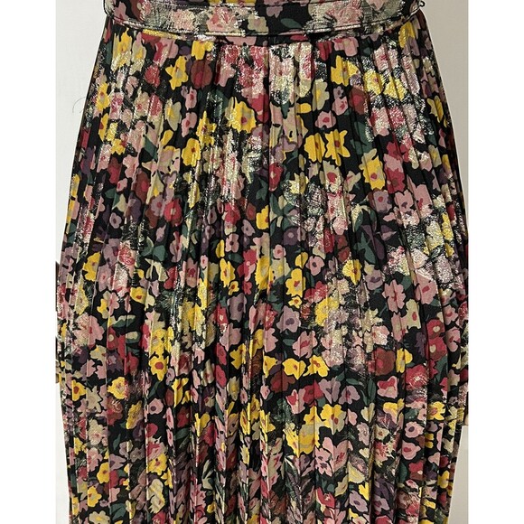 NWT Ralph Lauren Black Label Pleated Metallic Floral Dress Size 2 Jacquard - Picture 6 of 15